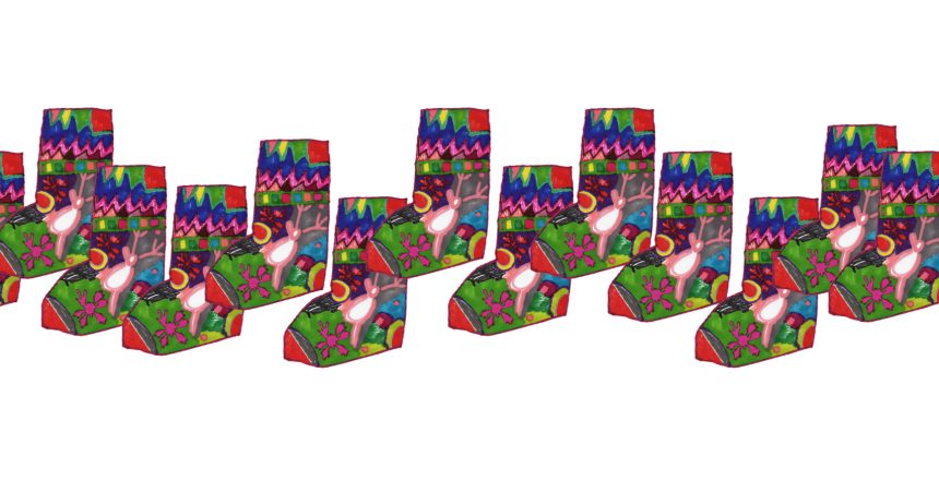 spalvingos kalėdinės kojinės su briedžiu