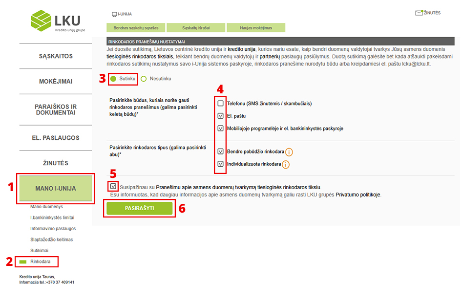 Rinkodaros sutikimų instrukcija